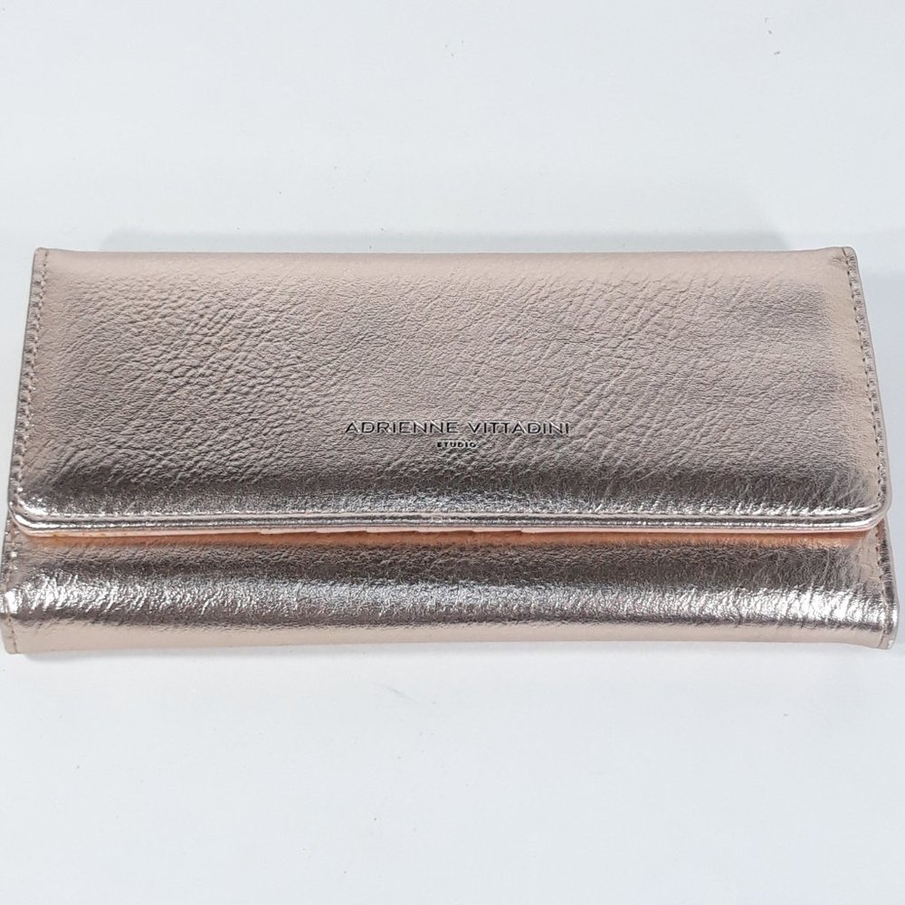 Adrienne Vittadini Metallic Peach Trifold Wallet